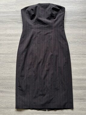 Y2K Black & Red Pinstripe Strapless Mini Dress